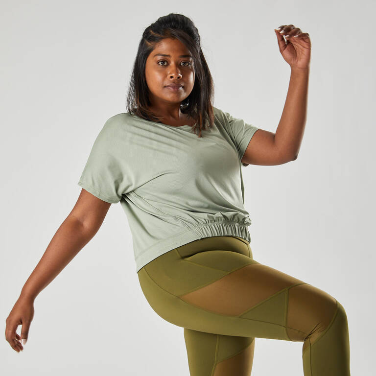 Loose Cropped Fitness T-Shirt - Green