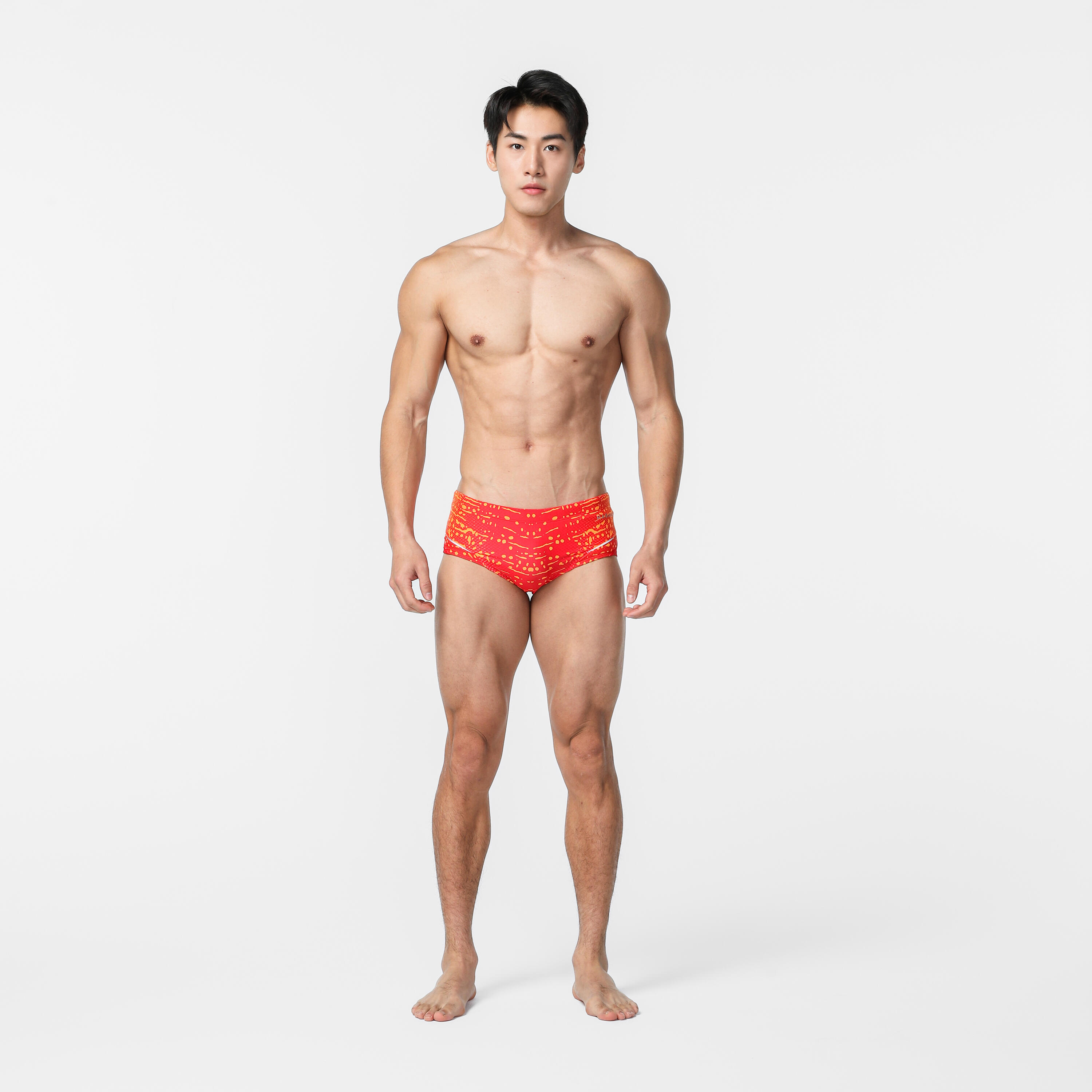 MEN'S SWIMMING TRUNKS BANDEAU 900 BALEO RED ORANGE