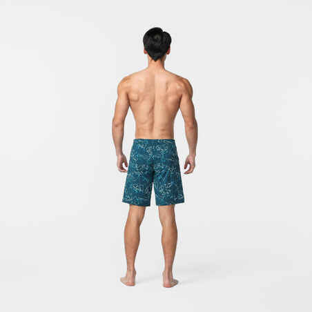 Men’s Swimming Shorts - Swimshort 100 Long - Bana Turquoise Navy Blue