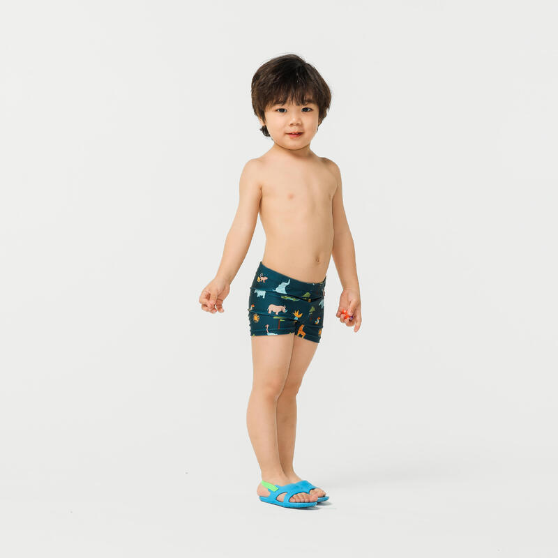 嬰兒/兒童款泳褲 - 深藍色狂野風格印花