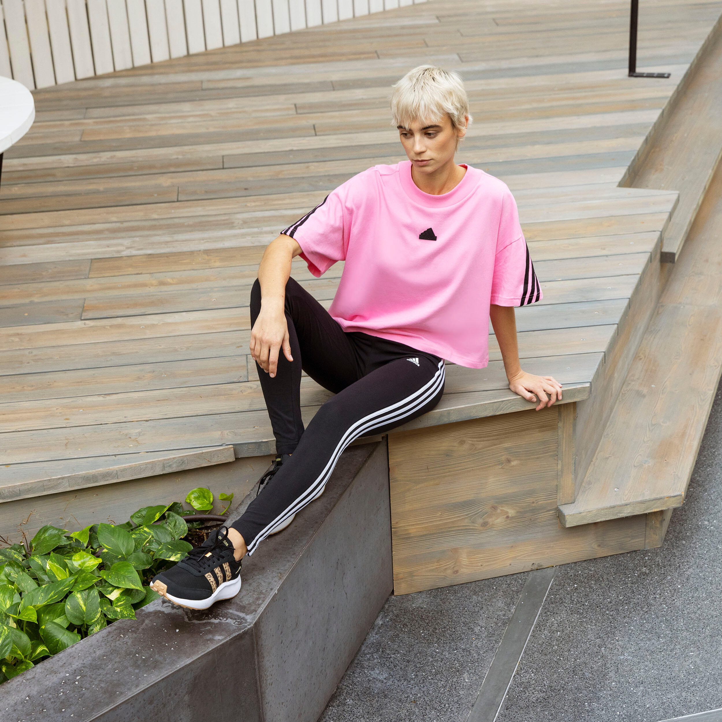 Legging Adidas Fitness 3 bandes Noir 7/9