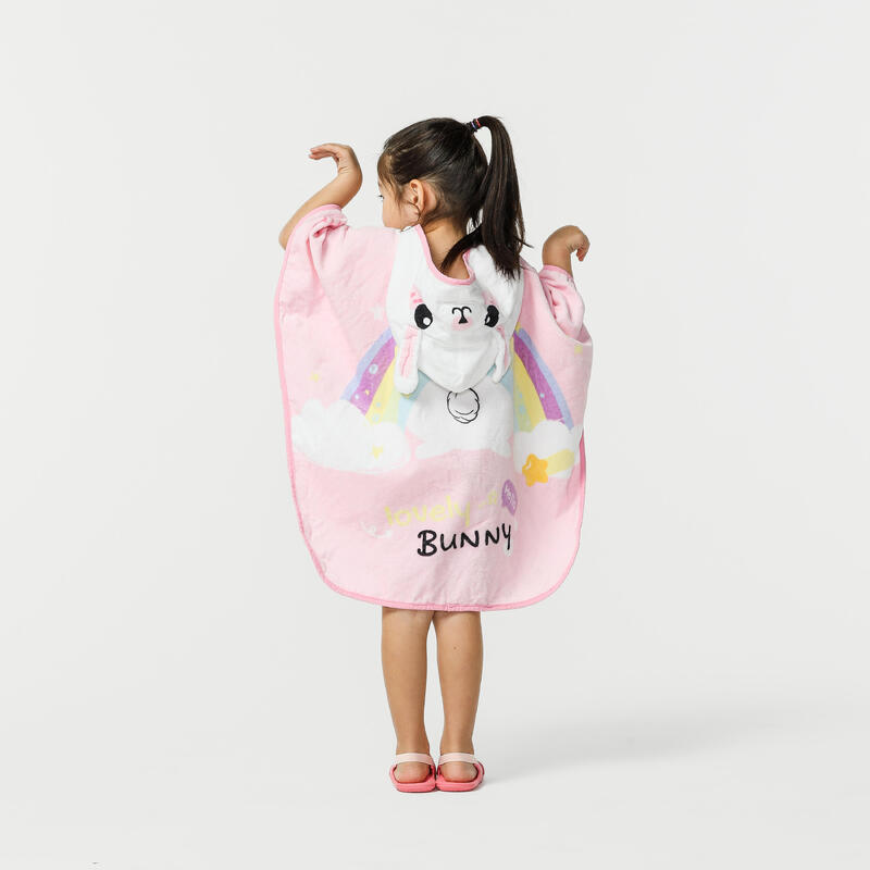 Baby Poncho with hood RABBIT print