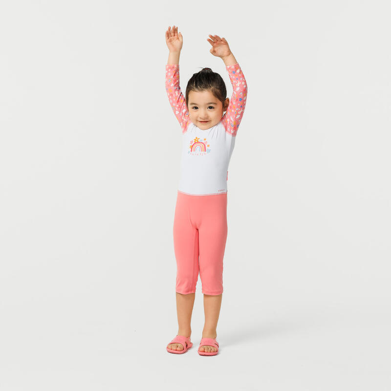 嬰兒款／兒童款抗紫外線長袖泳裝 - 粉紅色圖案