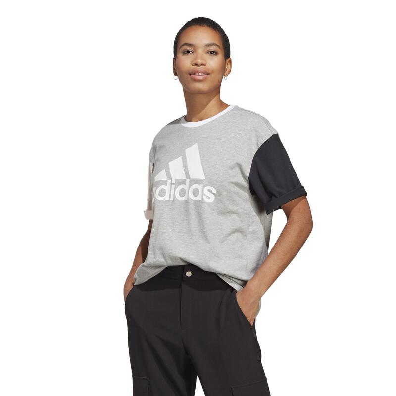 Camiseta Fitness adidas Mujer Gris Colorblock