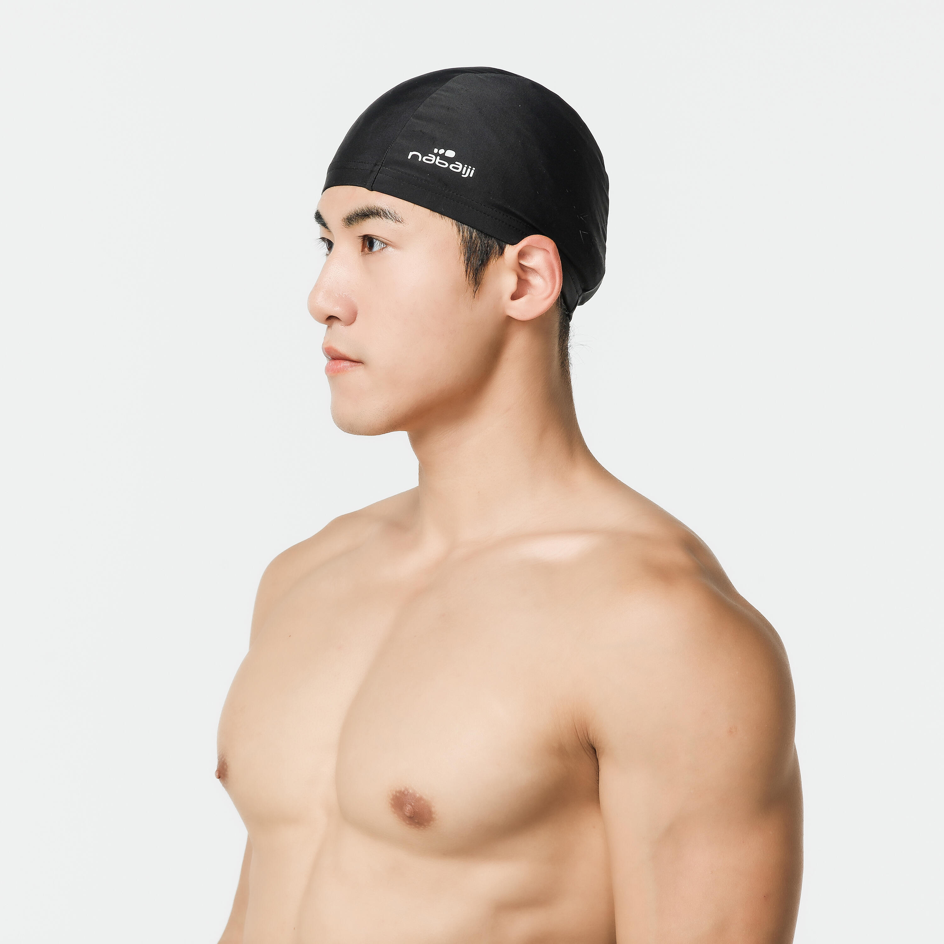 Mesh swim cap plain fabric black