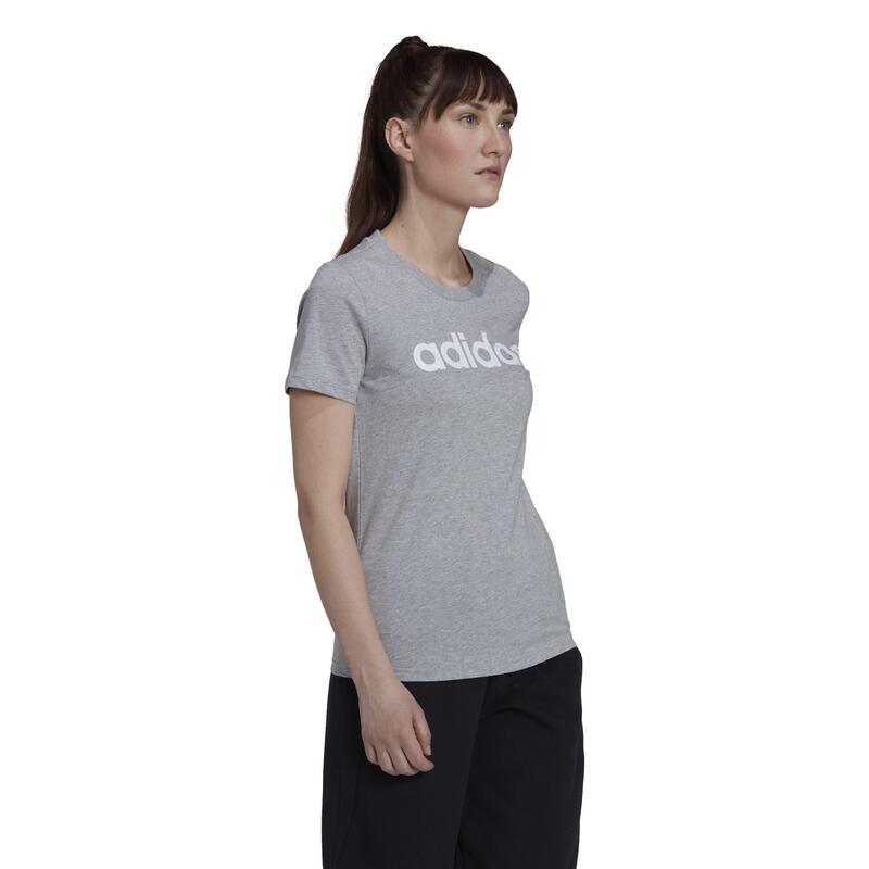 T-shirt donna fitness Adidas regular cotone grigia