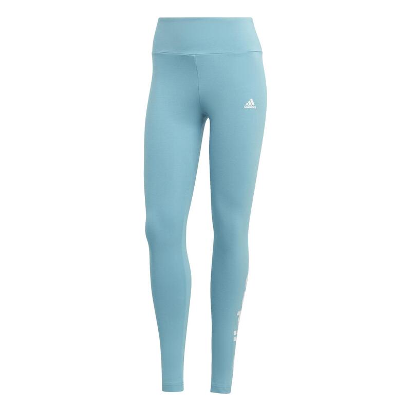 Leggings donna fitness ADIDAS slim cotone leggero azzurri