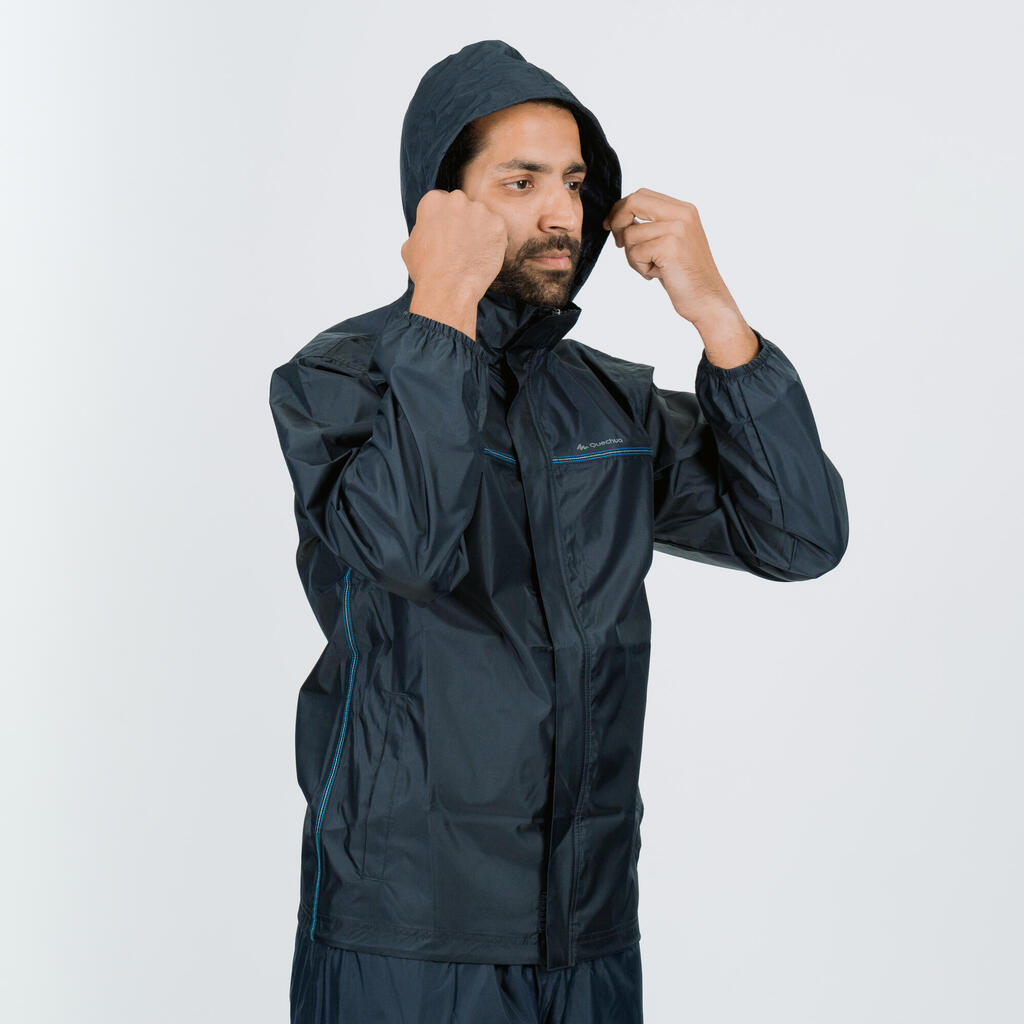 Regenjacke Wandern - Raincut mit Reissverschluss - Herren grau/blau