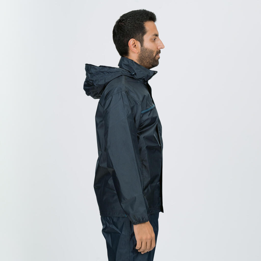 Regenjacke Wandern - Raincut mit Reissverschluss - Herren grau/blau