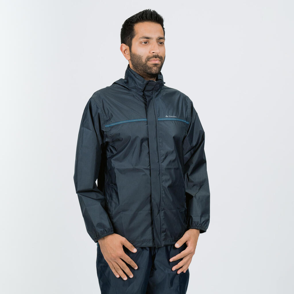 Regenjacke Wandern - Raincut mit Reissverschluss - Herren grau/blau
