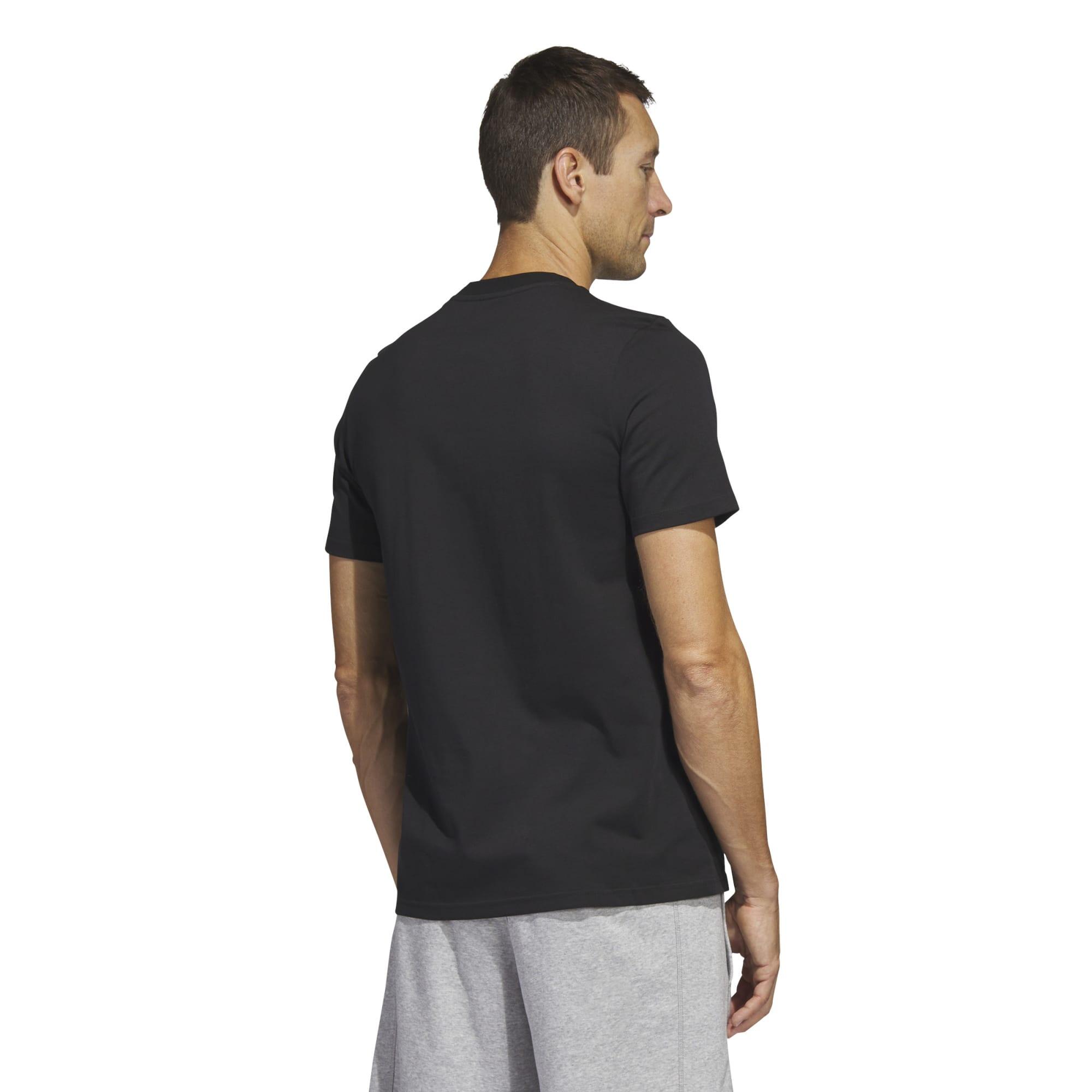 T-shirt uomo fitness ADIDAS regular 100% cotone nera 5/8