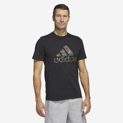 T-shirt uomo fitness ADIDAS regular 100% cotone nera