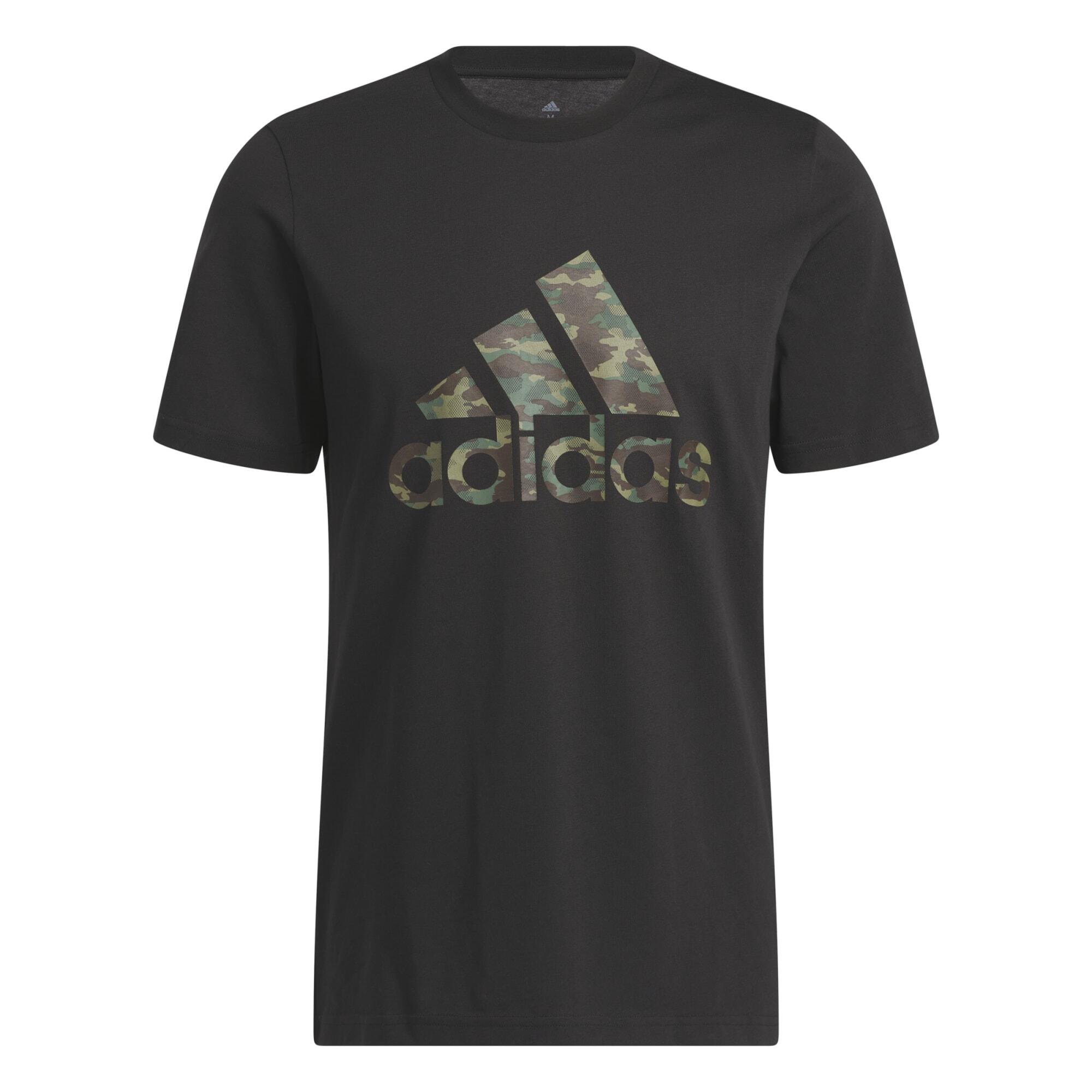 T-shirt uomo fitness ADIDAS regular 100% cotone nera 2/8