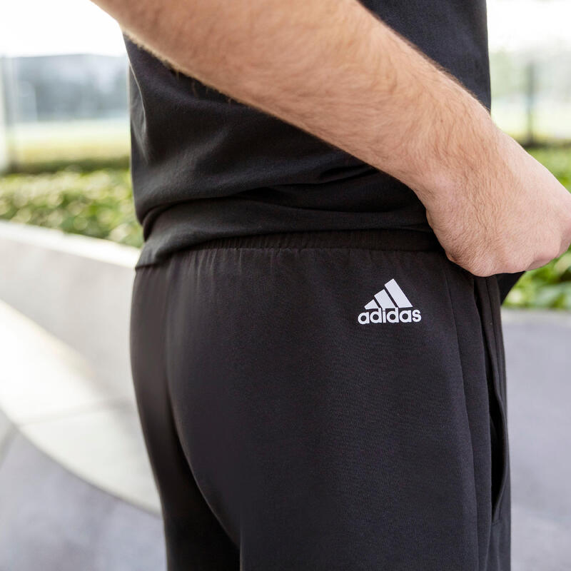 Pantaloncini uomo fitness ADIDAS regular misto cotone nero-bianco