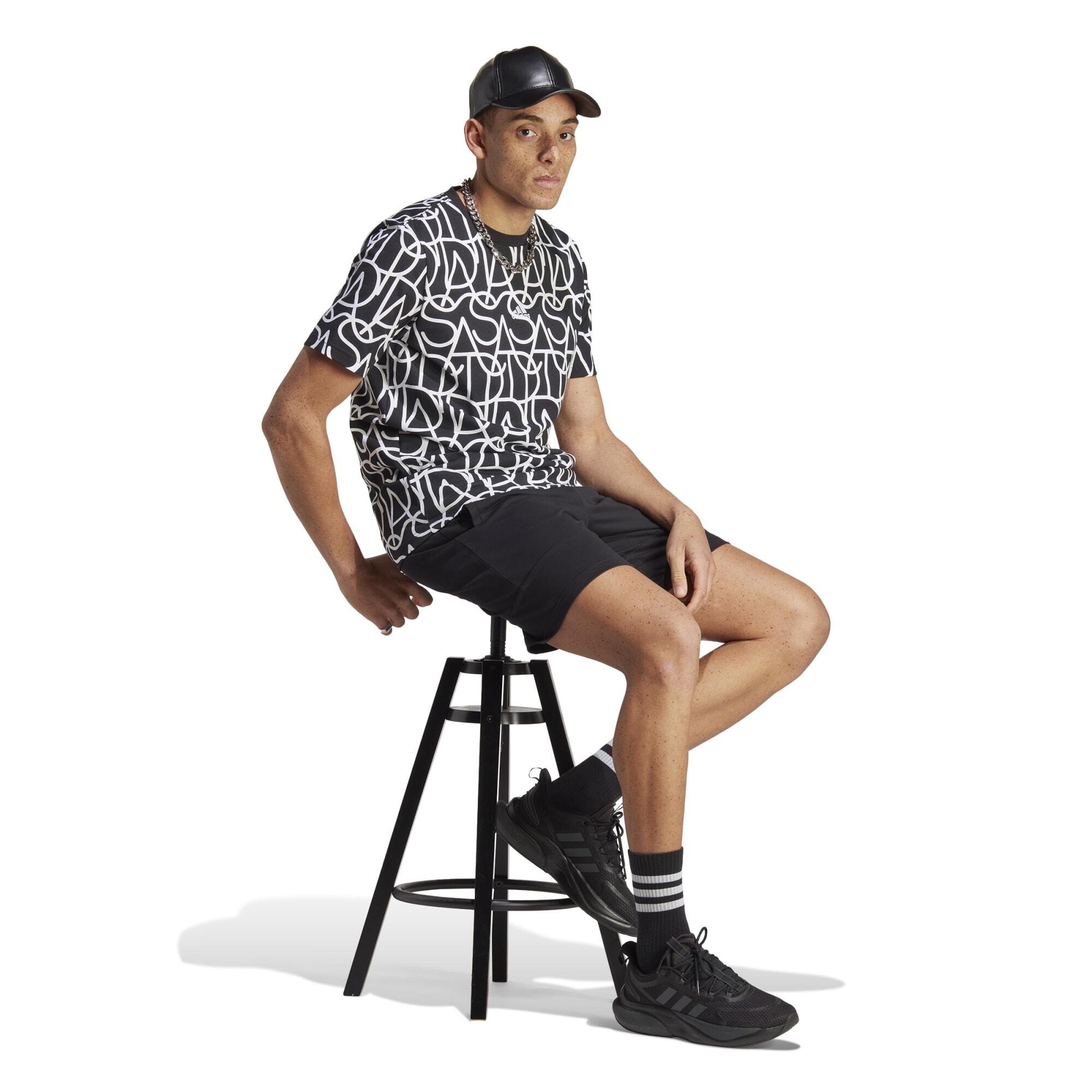 CALÇÕES DE FITNESS HOMEM ADIDAS PRETO/BRANCO 3/7