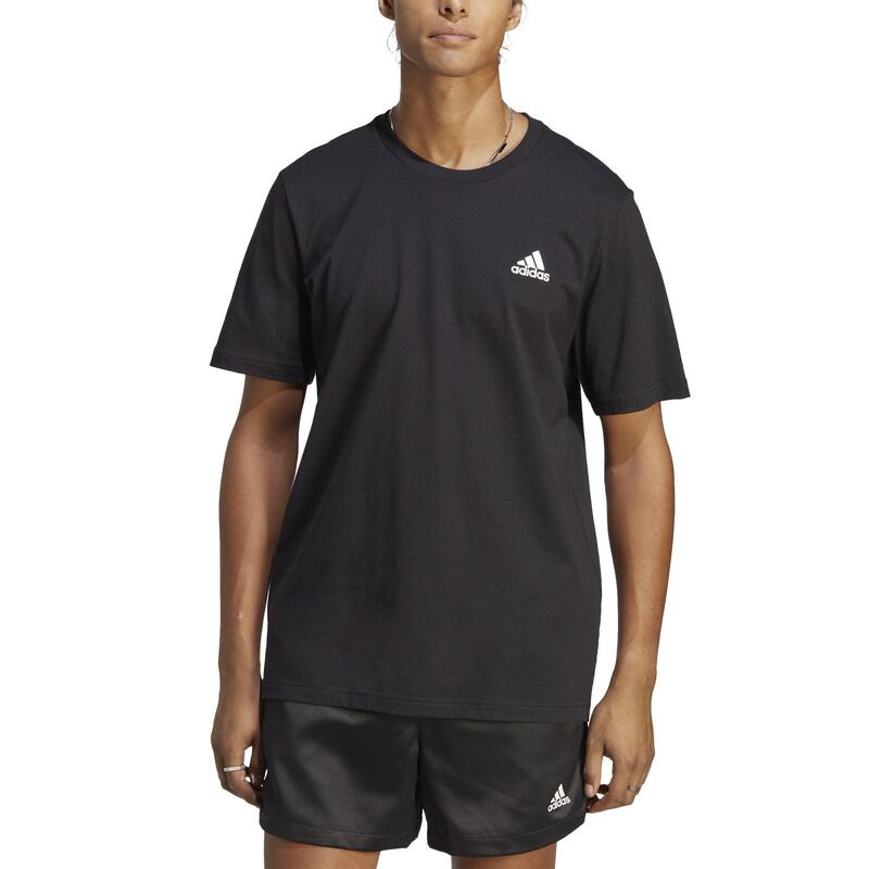 T-shirt uomo fitness Adidas regular 100% cotone nera