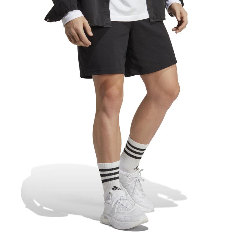 Pantaloncini uomo fitness Adidas regular misto cotone neri