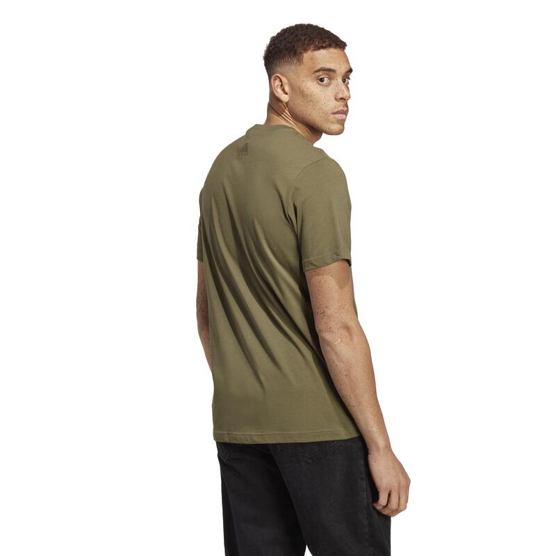 T-shirt uomo fitness Adidas regular misto cotone verde