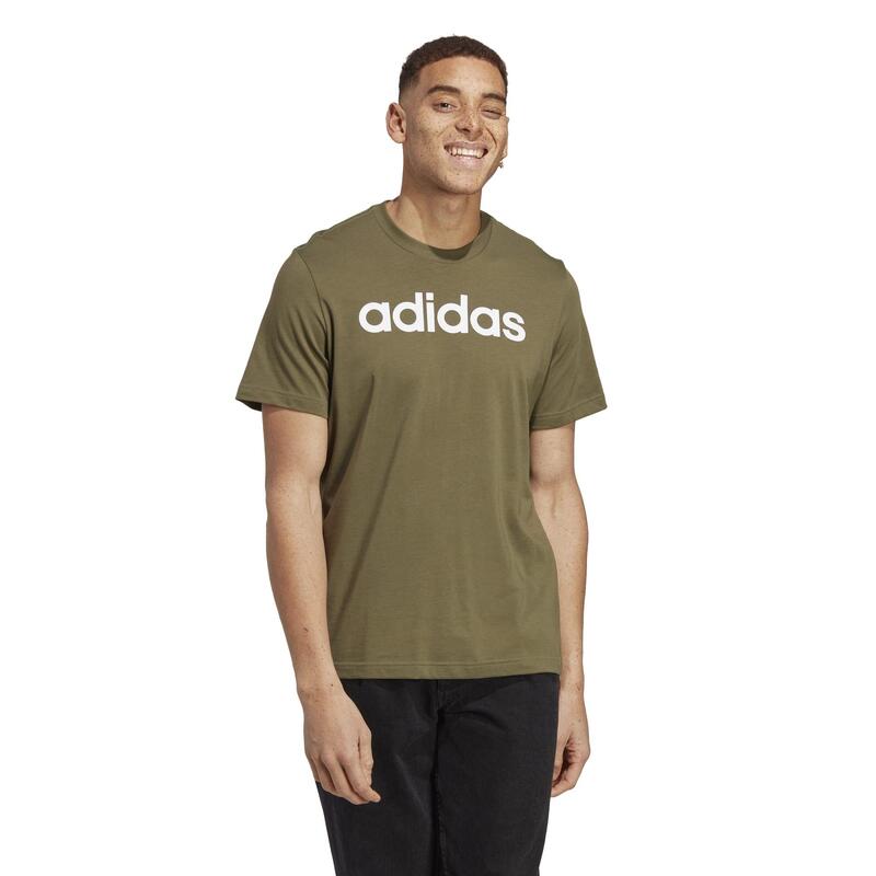 T-shirt uomo fitness Adidas regular misto cotone verde