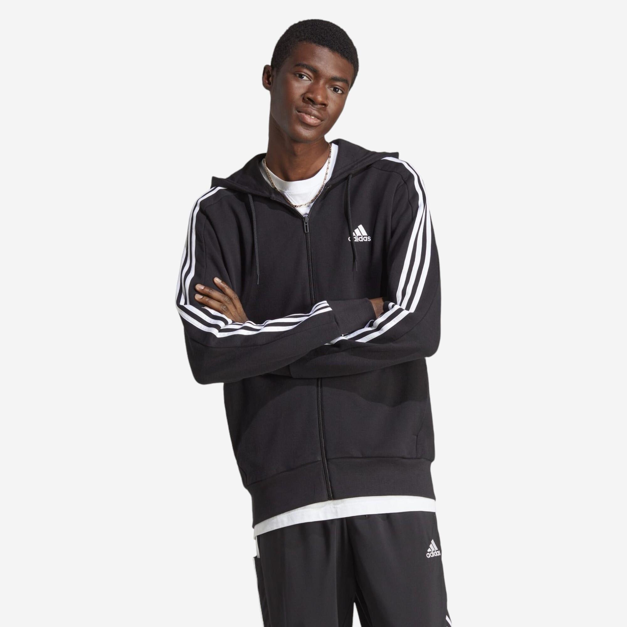 ADIDAS Felpa uomo fitness ADIDAS misto cotone con cappuccio nera