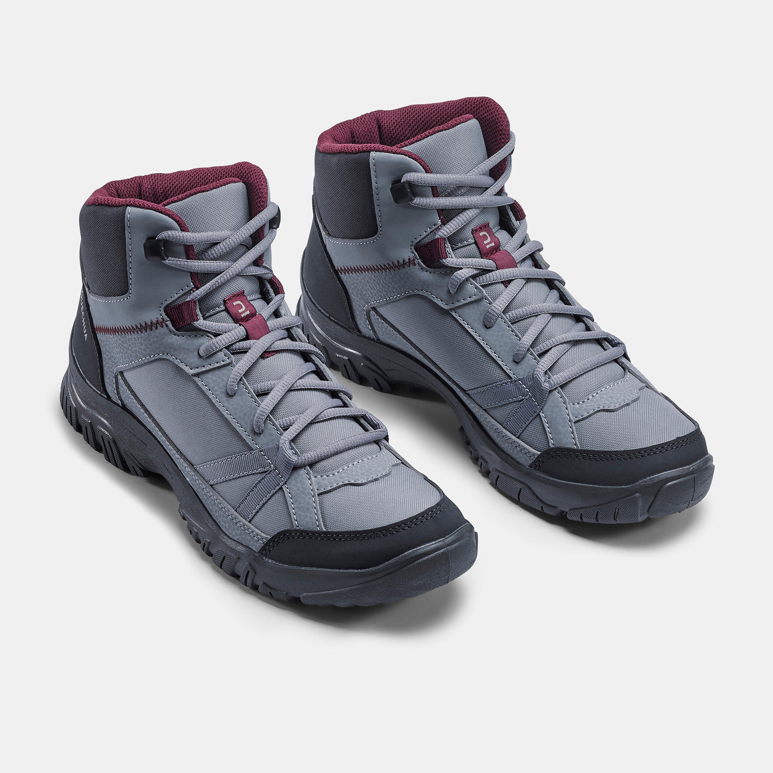 Women’s Mid-Height Hiking Boots - NH 100 Grey - QUECHUA