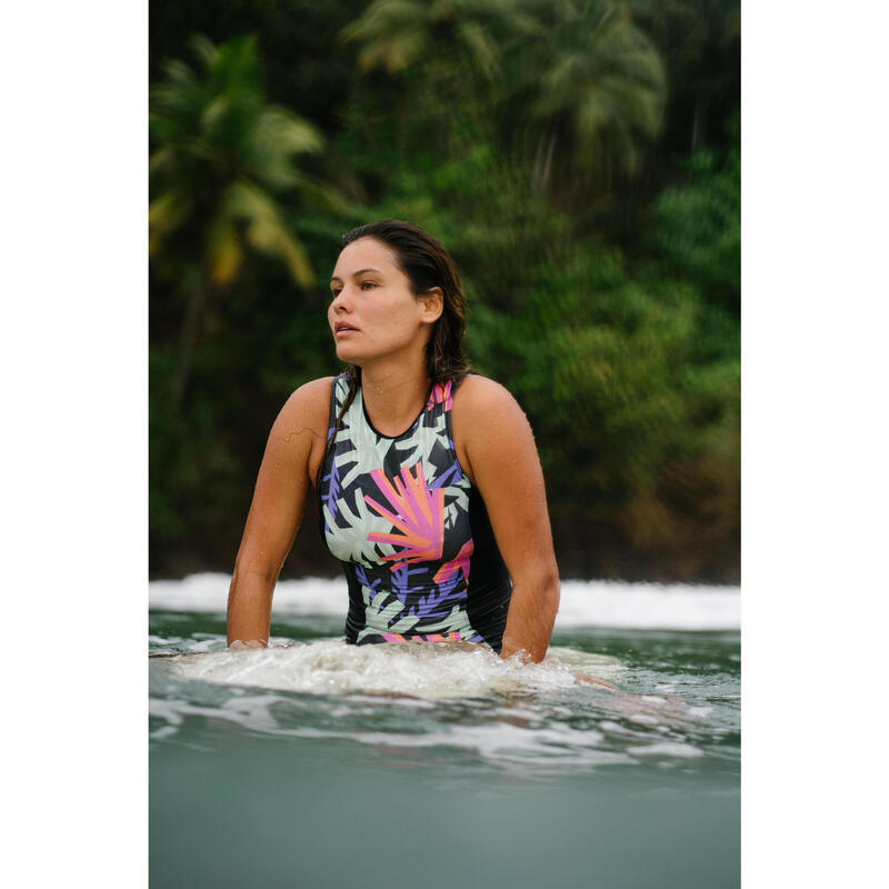 Bañador Mujer surf cremallera estampado Hawaii