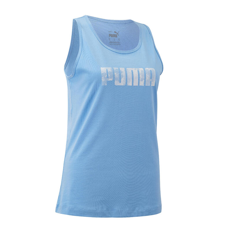 Canotta donna fitness Puma regular 100% cotone azzurra