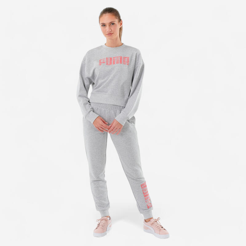 Pantalón Fitness Puma Mujer Gris Algodón Slim