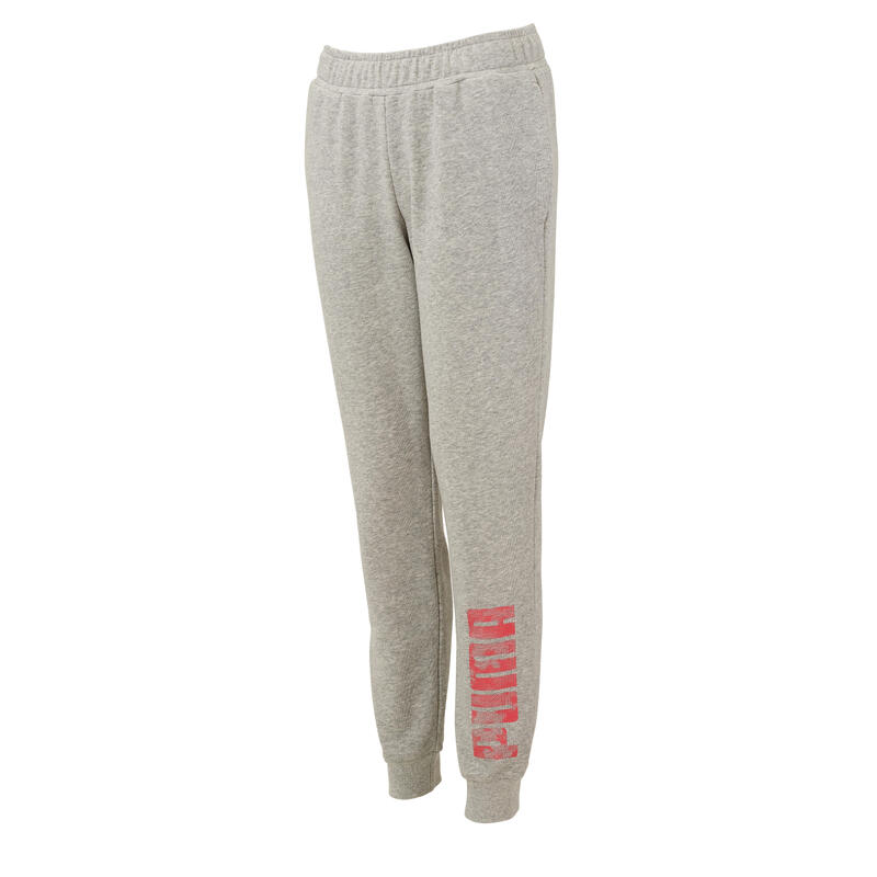 Pantaloni donna fitness Puma slim misto cotone pesante grigi