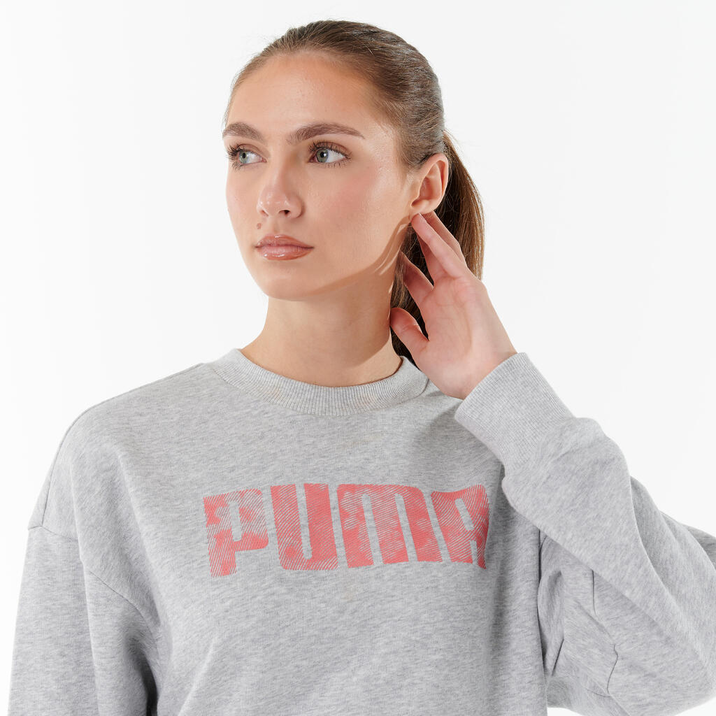 Women's Crop Top Cotton Sweatshirt - Grey