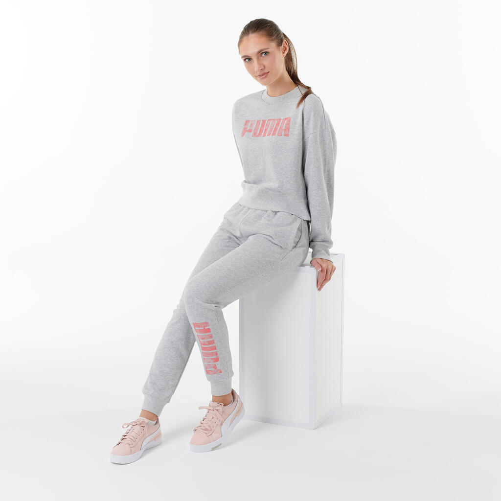 Women's Crop Top Cotton Sweatshirt - Grey