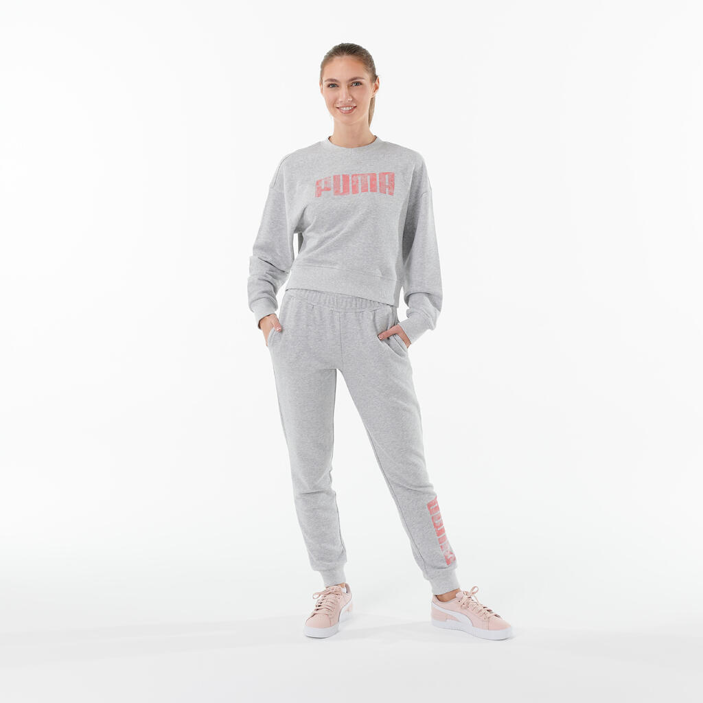 Puma Sweatshirt Damen Baumwolle Crop Top - grau 