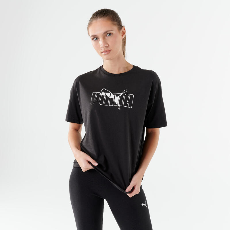 T-shirt PUMA fitness manches courtes coton femme noir