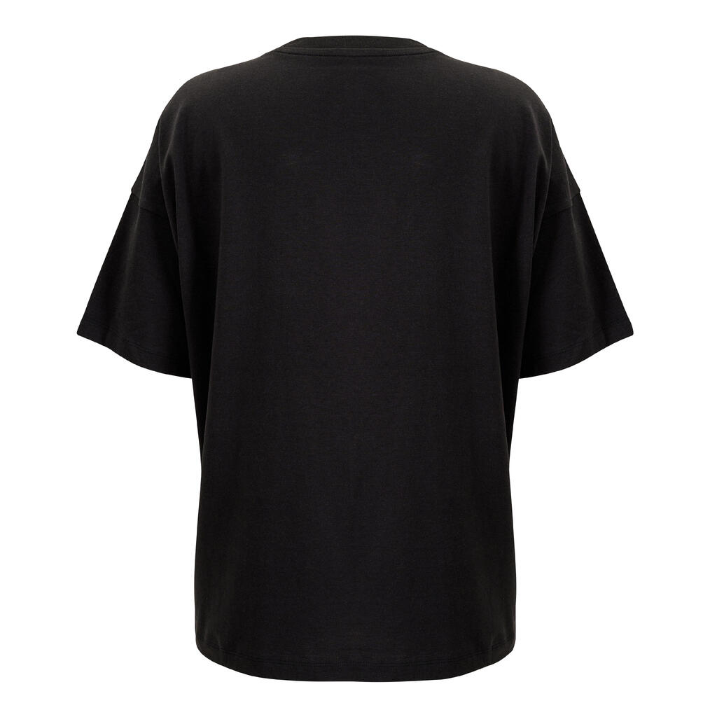 Dámske bavlnené tričko na fitnes s krátkym rukávom čierne