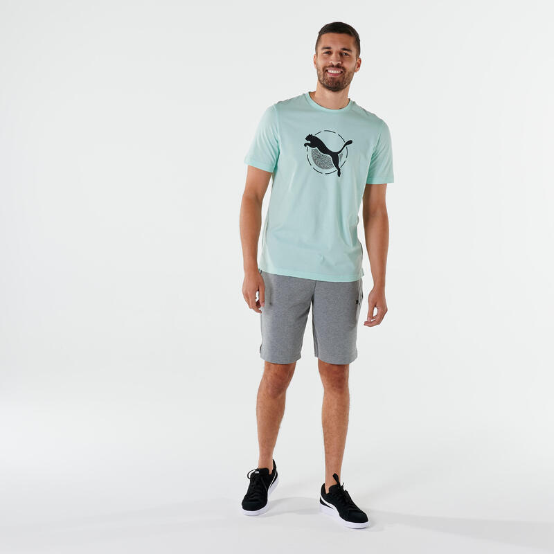 Camiseta Fitness Puma Hombre Verde Manga Corta Algodón