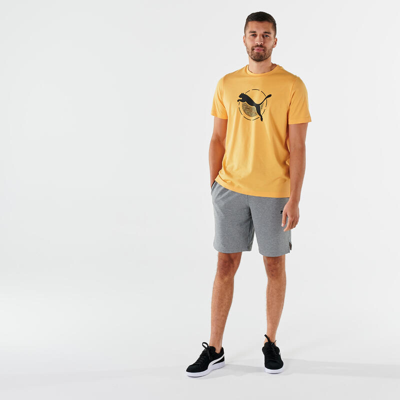 Fitness T-shirt heren katoen geel