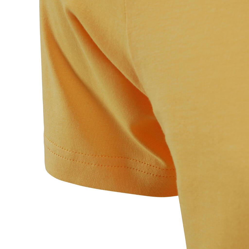 Vīriešu īspiedurkņu kokvilnas fitnesa T krekls, dzeltens