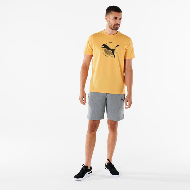 Camiseta Fitness Puma Hombre Amarillo Manga Corta Algodón