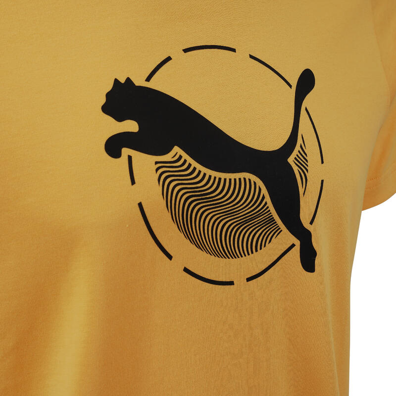 Camiseta Fitness Puma Hombre Amarillo Manga Corta Algodón