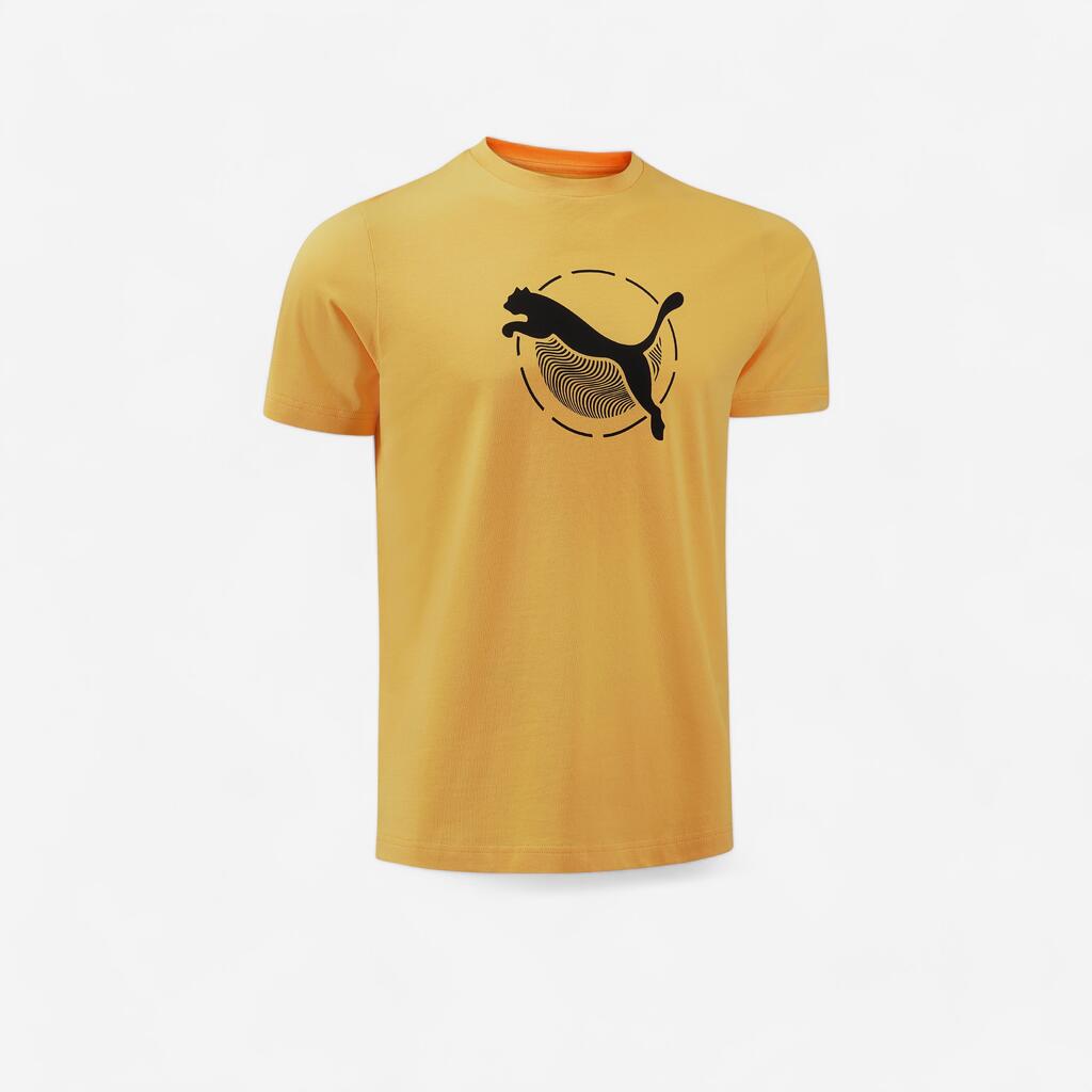 Men's Short-Sleeved Cotton Fitness T-Shirt - Yellow