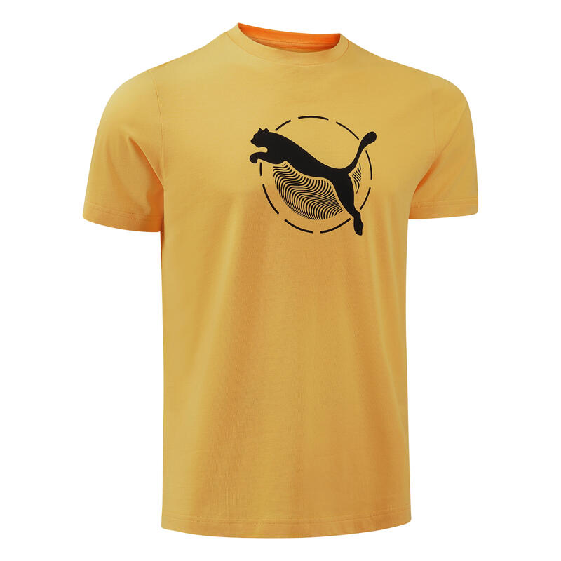 Camiseta Fitness Puma Hombre Amarillo Manga Corta Algodón
