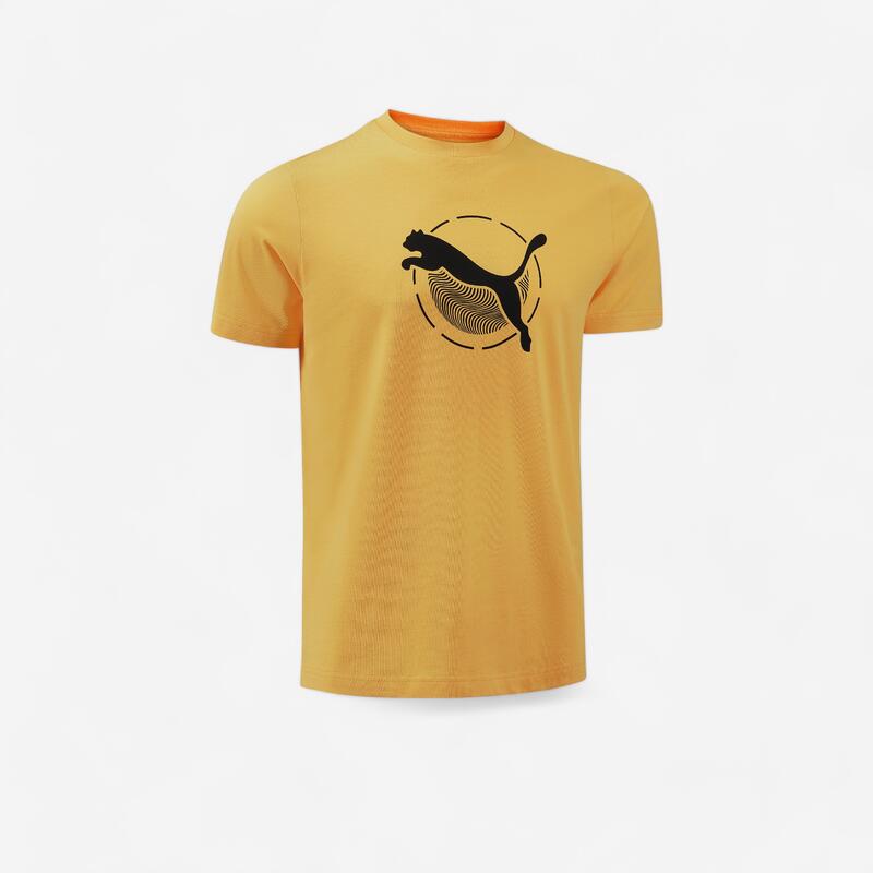 Camiseta Fitness Puma Hombre Amarillo Manga Corta Algodón