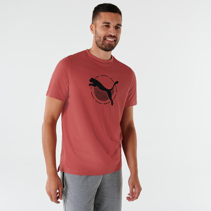 T-shirt PUMA fitness manches courtes coton homme rouge