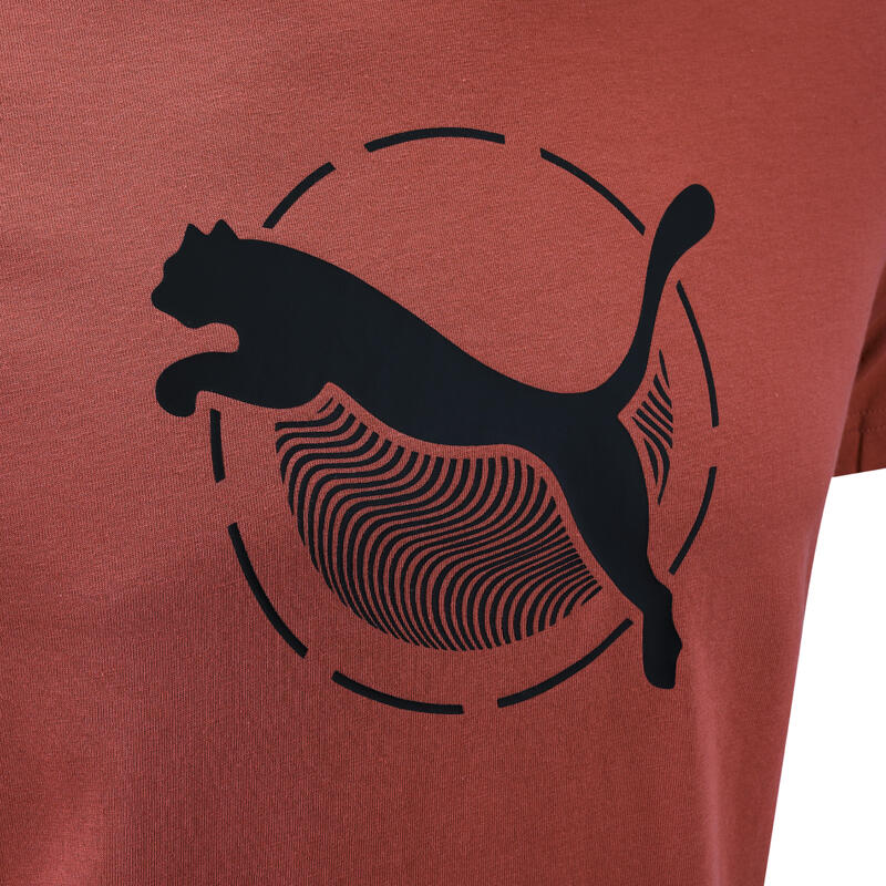 Camiseta Fitness Puma Hombre Rojo Manga Corta Algodón