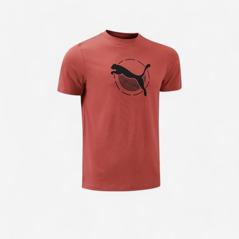 Camiseta Fitness Puma Hombre Rojo Manga Corta Algodón