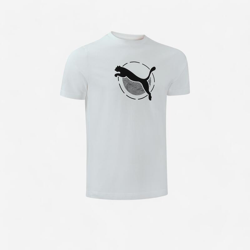 Camiseta Fitness Puma Hombre Blanco Algodón Manga Corta