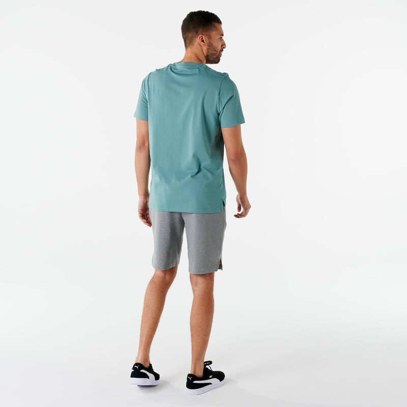 Camiseta Fitness Puma Hombre Verde Manga Corta Algodón