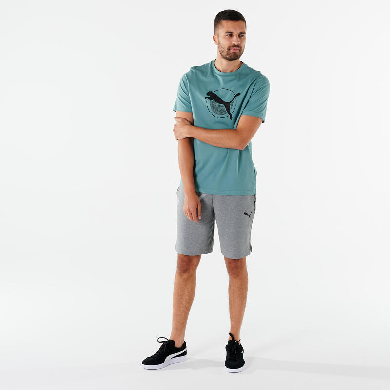 Camiseta Fitness Puma Hombre Verde Manga Corta Algodón
