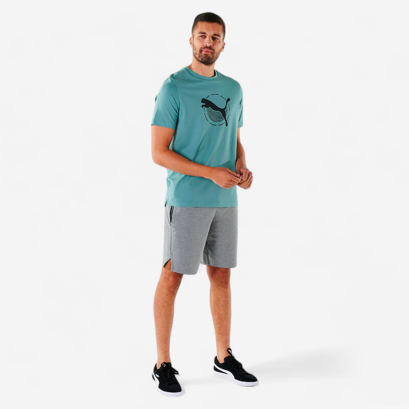 Camiseta Fitness Puma Hombre Verde Manga Corta Algodón