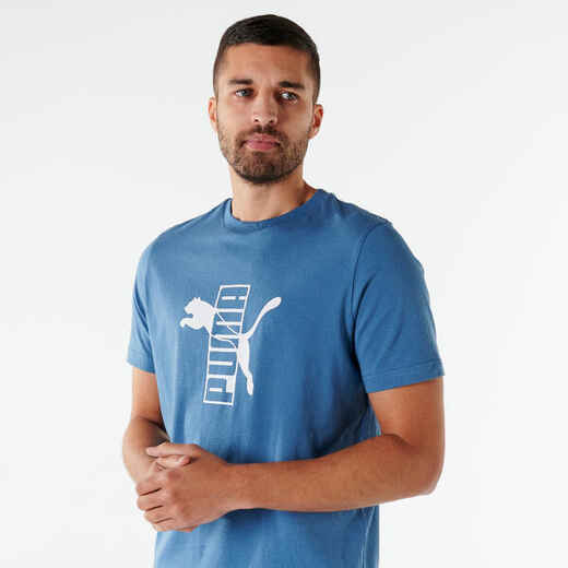 
      Men's Short-Sleeved Cotton Fitness T-Shirt - Blue
  